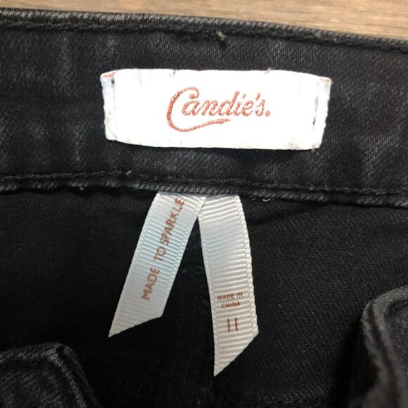 Candie's Black Distressed Bermuda Jean Shorts Size 11 - Picture 2 of 7